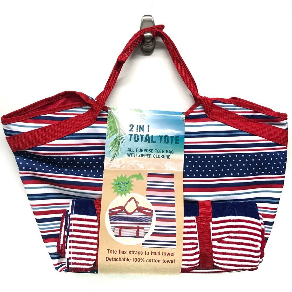 Red, White, & Blue Beach Tote & Towel Set Americana
